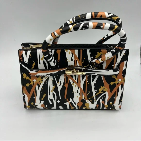 Splattered Paint Design Mini Bag Satchel Purse - Picture 2 of 6